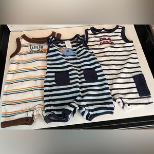 Lot of 3 Gymboree Baby Boy Terry Cloth Rompers 3-6 Months  Summer One Piece